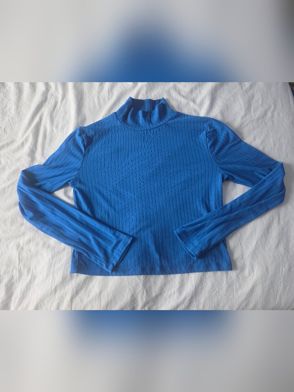 Ardene Bright Blue Ribbed Mock Neck Long Sleeve Top